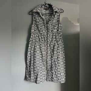 J. Gee Women's Collared Zip-Up Black &‎ White Dress, Size Petite XL